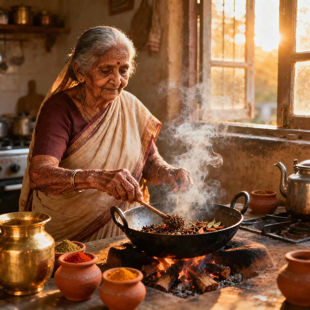 Dadi preparing spices