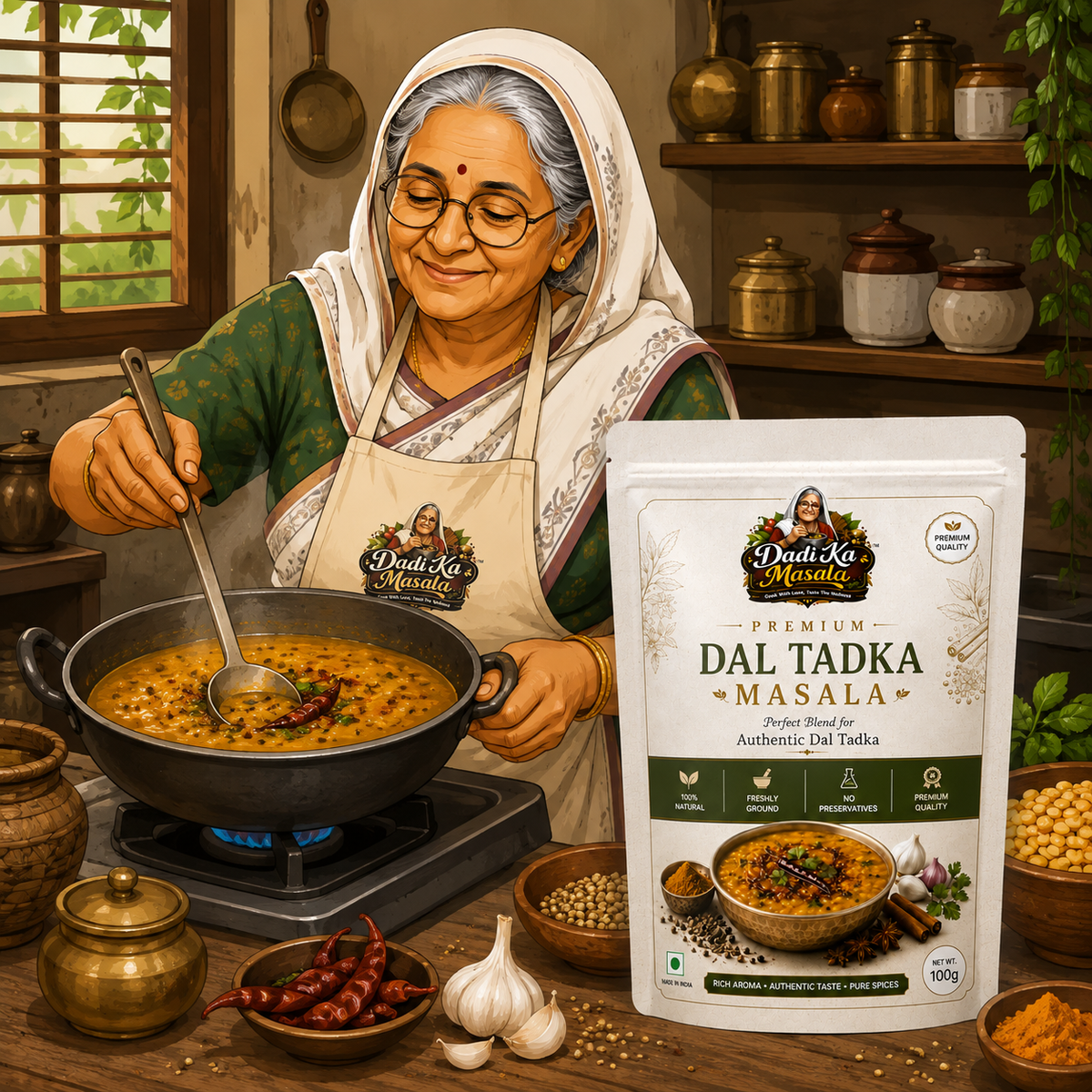 Dadi Ka Masala Premium Dal Tadka Masala 100g | Authentic Dhaba Style Dal Fry Spice Mix | 100% Natural | Freshly Ground | No Preservatives