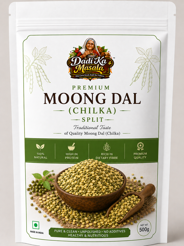 Dadi Ka Masala Moong Dal (Chilka) Split 500g - Premium Quality, Unpolished