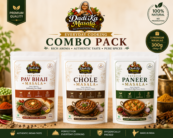 Dadi Ka Masala Everyday Cooking Combo Pack (3 x 100g) | Pav Bhaji Masala, Chole Masala & Paneer Masala | Premium Indian Spice Blend