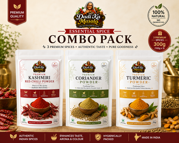 Dadi Ka Masala Essential Spice Combo Pack (3 x 100g) | Kashmiri Red Chilli Powder, Coriander Powder & Turmeric Powder | Premium Indian Spices