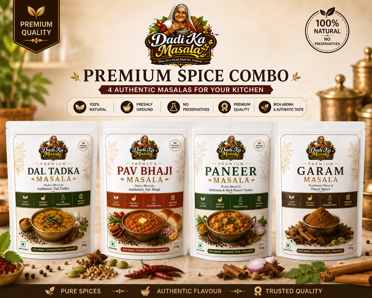 Dadi Ka Masala Premium Spice Combo Pack | Pav Bhaji, Paneer, Dal Tadka & Garam Masala | 100g x 4 | Authentic Indian Spice Blend