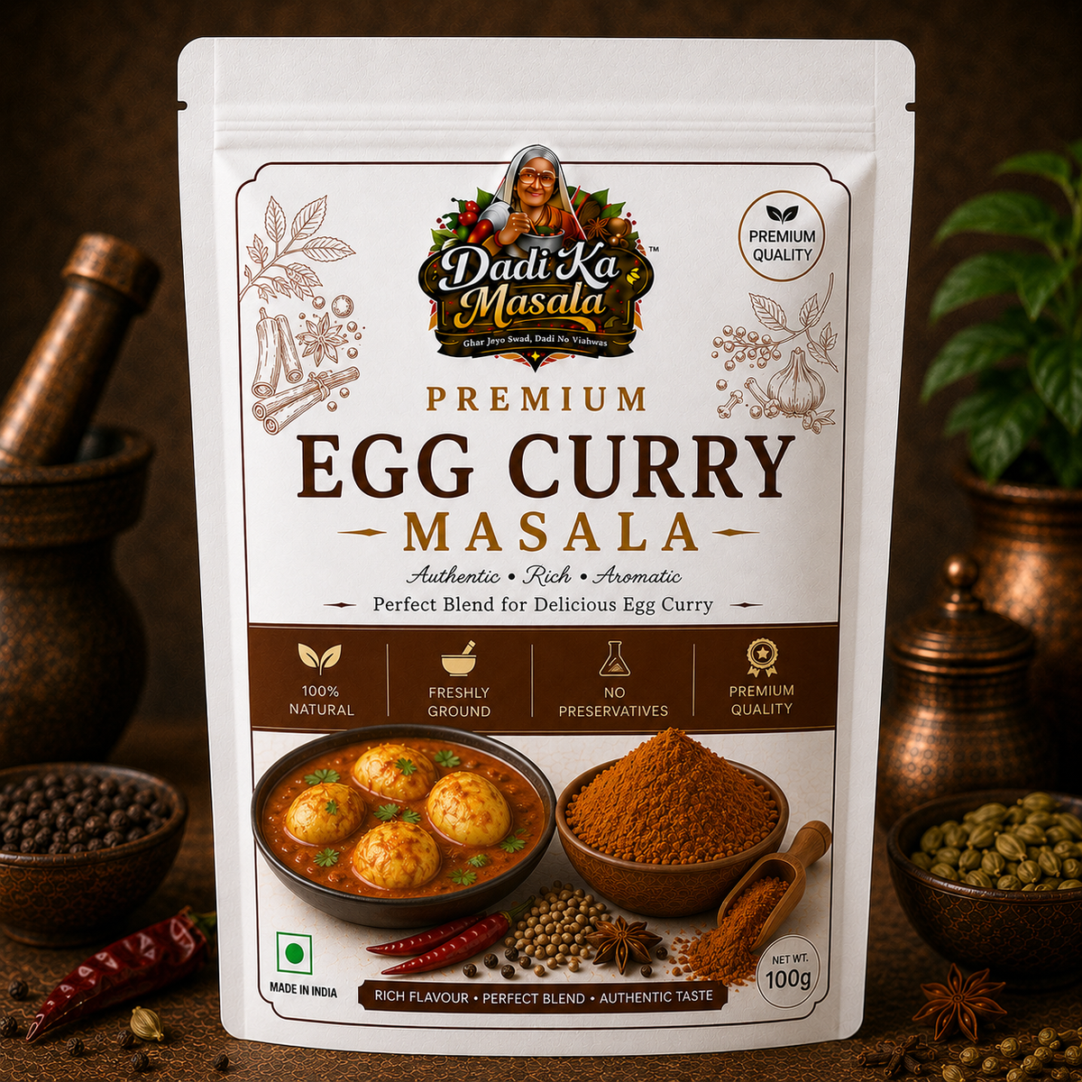 Dadi Ka Masala Premium Egg Curry Masala 100g | Authentic Restaurant Style Spice Blend
