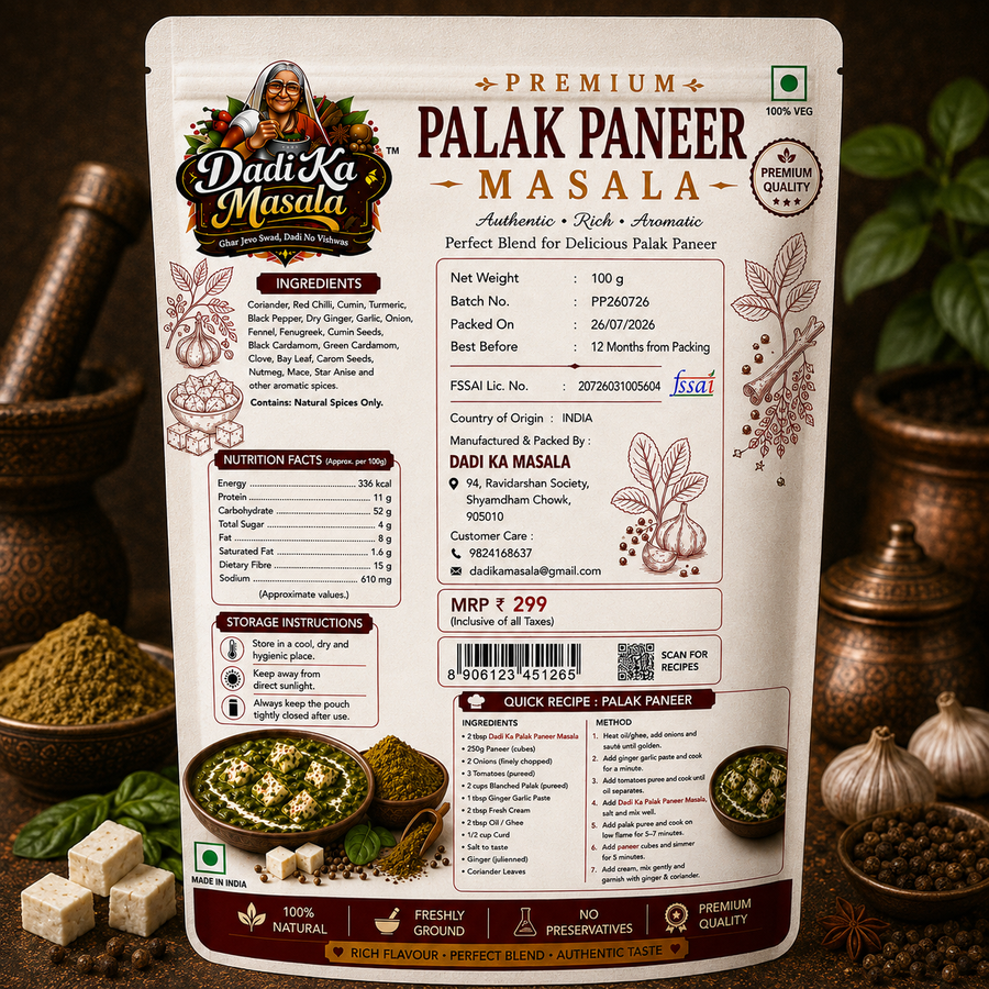 Dadi Ka Masala Palak Paneer Masala 100g | Rich & Aromatic Curry Masala