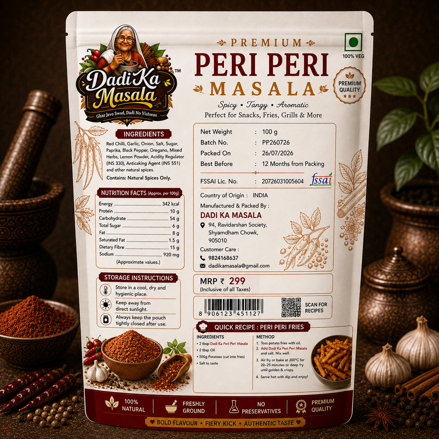 Dadi Ka Masala Premium Peri Peri Masala 100g | Spicy & Tangy Seasoning Spice Mix