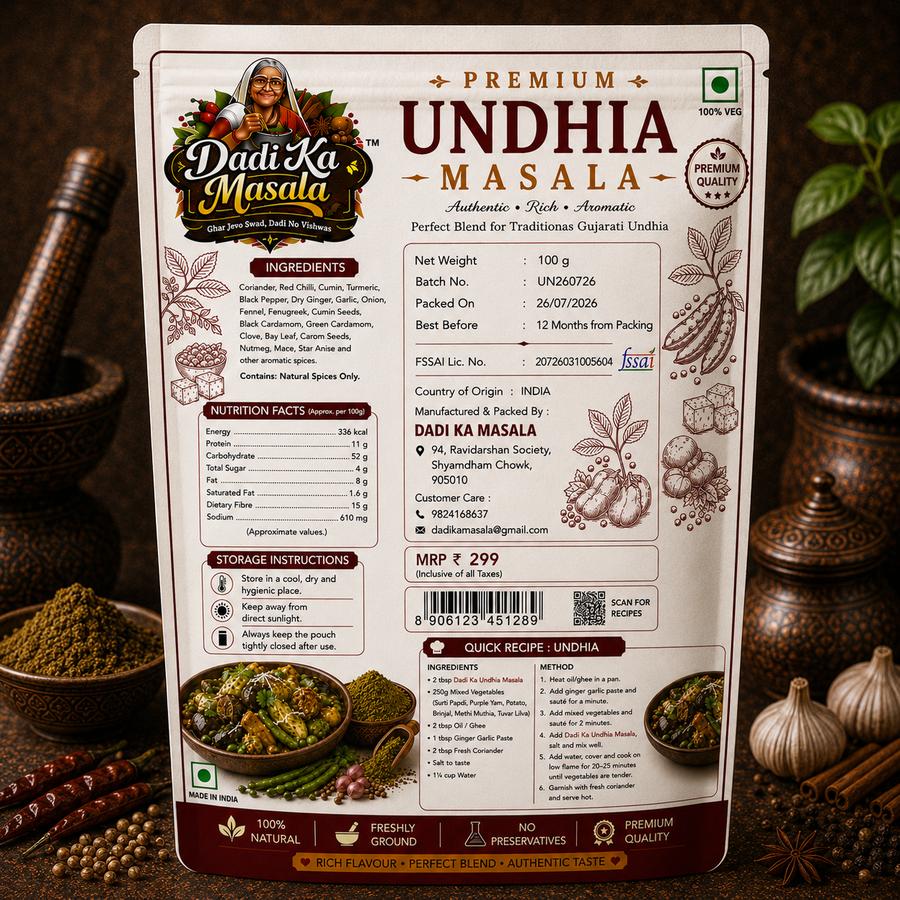 Dadi Ka Masala Premium Undhia Masala 100g | Authentic Gujarati Spice Blend