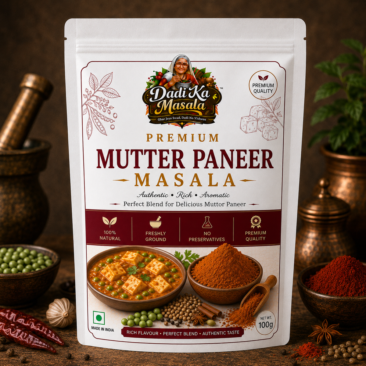 Dadi Ka Masala Mutter Paneer Masala 100g | Rich &amp; Aromatic Curry Masala