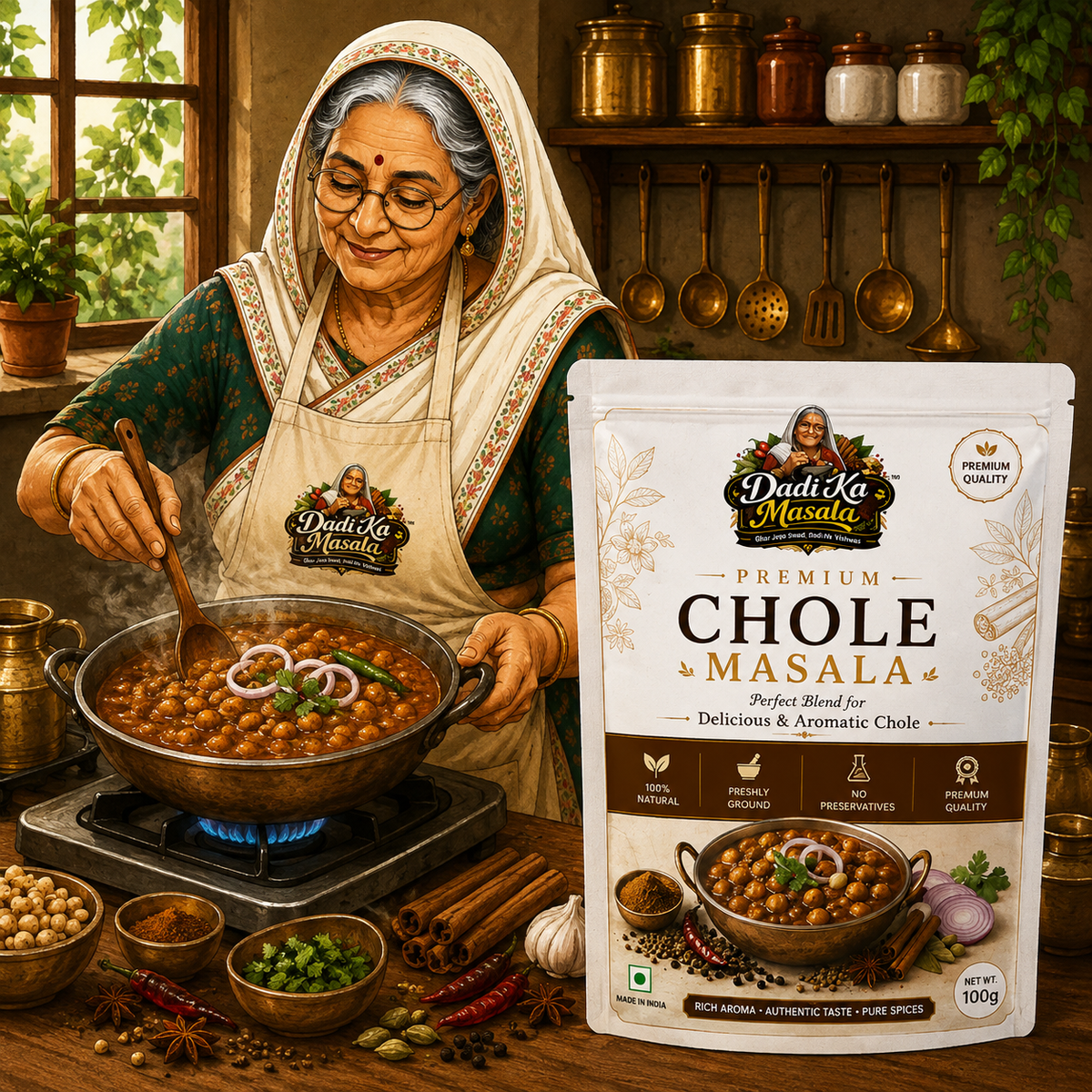 Dadi Ka Masala Premium Chole Masala 100g | Authentic Punjabi Chana Masala Powder | Freshly Ground | 100% Natural | No Preservatives