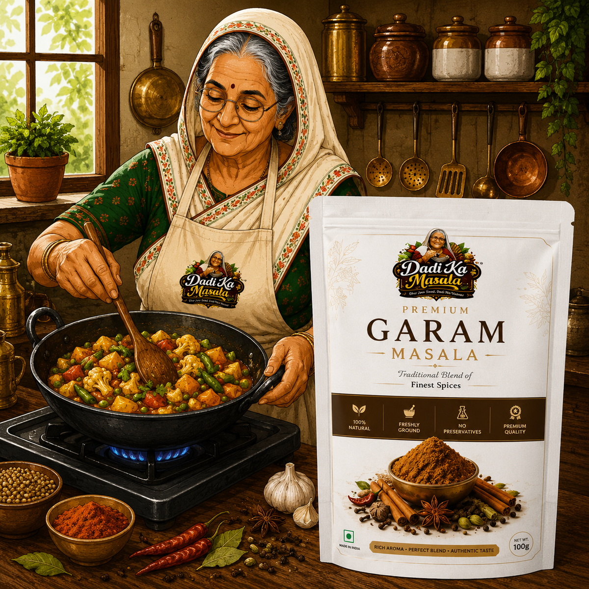 Dadi Ka Masala Premium Garam Masala Powder 100g | Traditional Blend of Finest Whole Spices | Freshly Ground | 100% Natural | No Preservatives