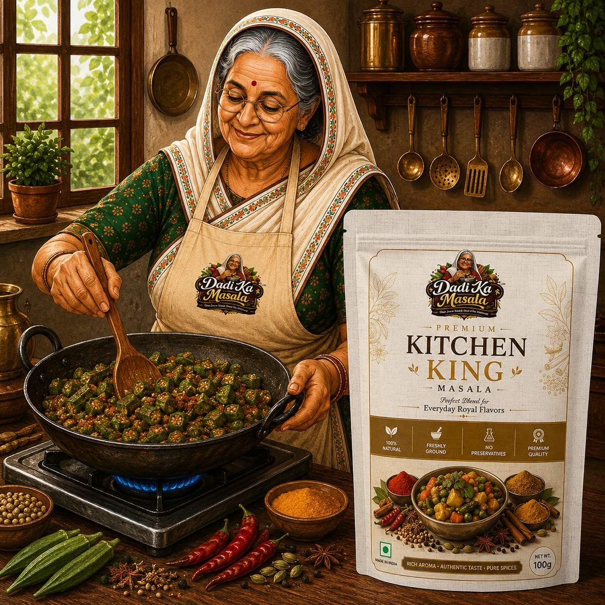 Dadi Ka Masala Premium Kitchen King Masala 100g | All-in- One Indian Curry Spice Mix | Freshly Ground | 100% Natural | No Preservatives