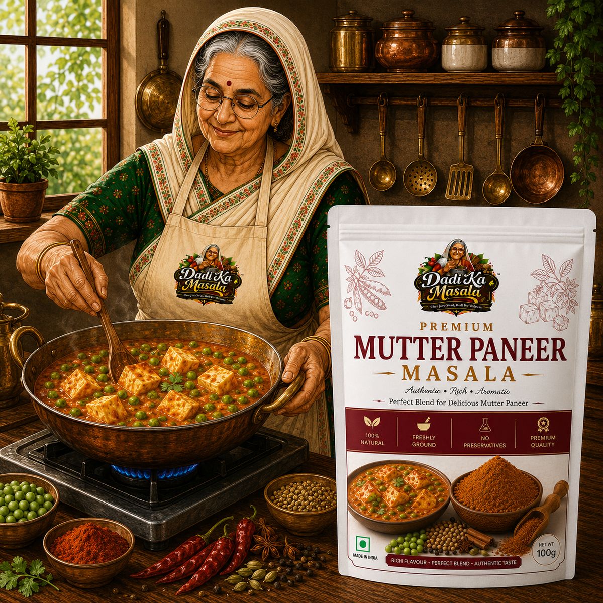 Dadi Ka Masala Mutter Paneer Masala 100g | Rich &amp; Aromatic Curry Masala