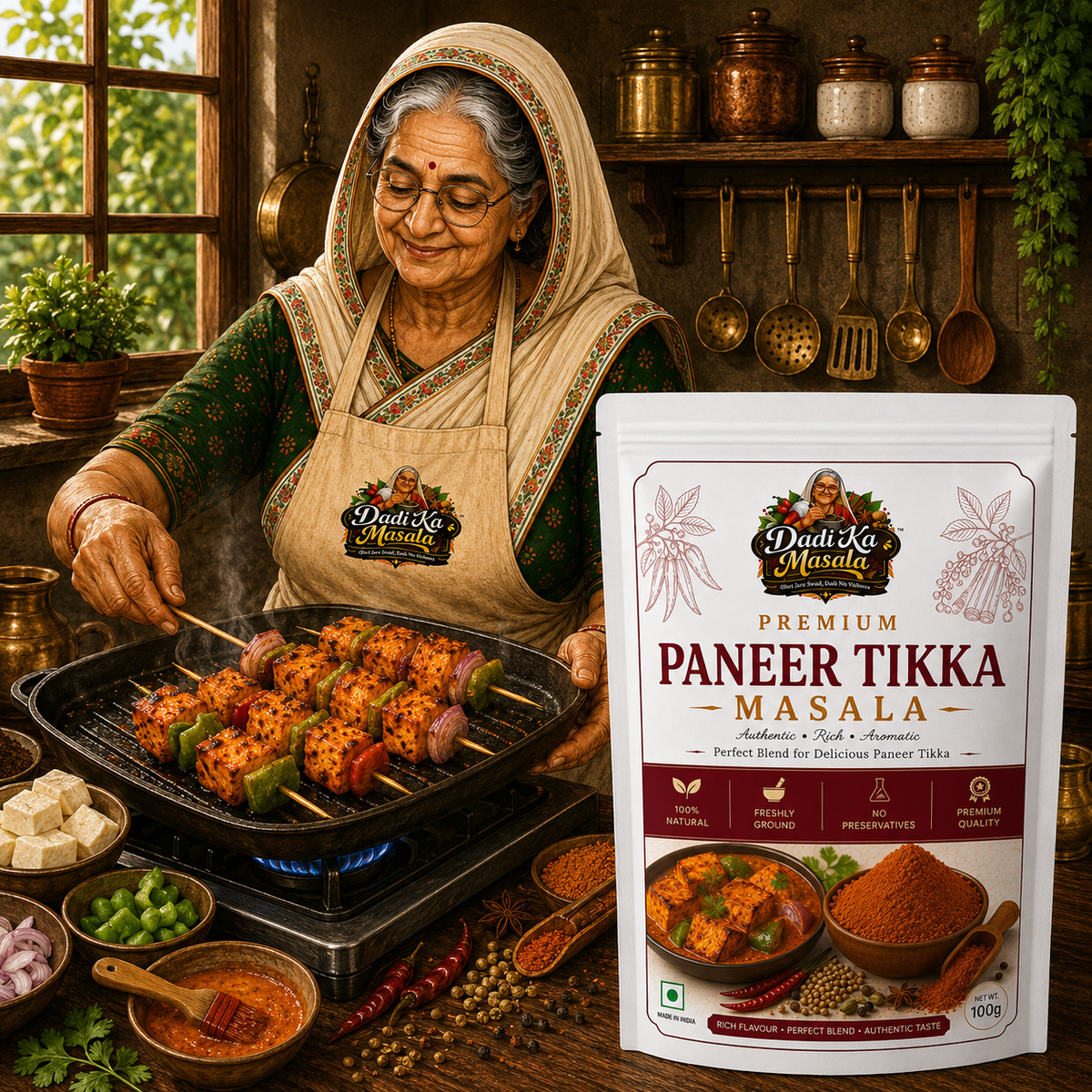 Dadi Ka Masala Premium Paneer Tikka Masala 100g | Authentic Restaurant Style Spice Blend