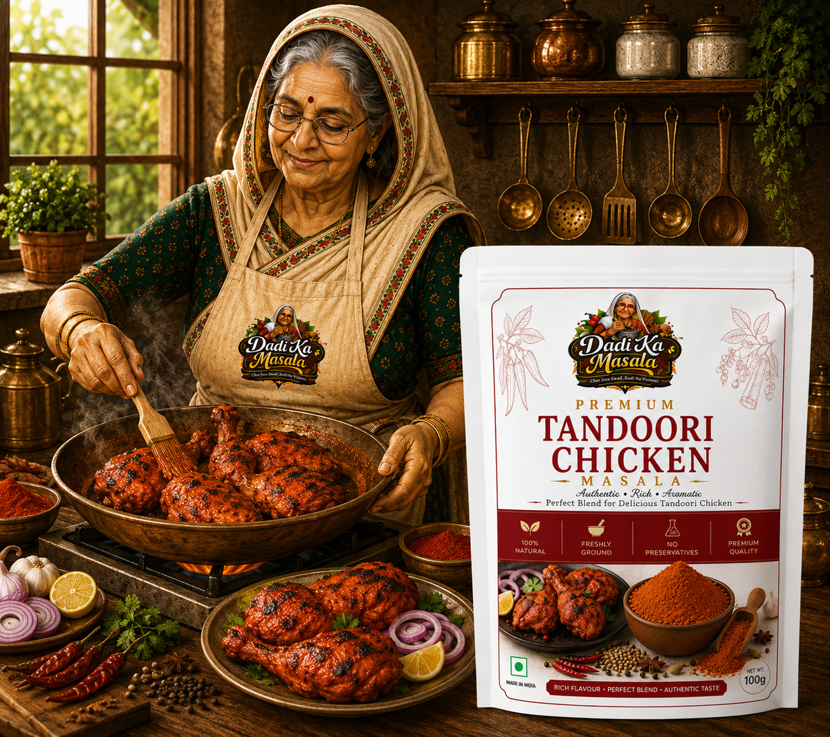 Dadi Ka Masala Premium Tandoori Chicken Masala 100g | Authentic Tandoori Spice Blend